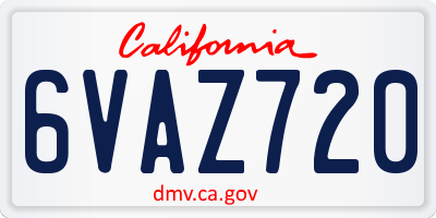 CA license plate 6VAZ720