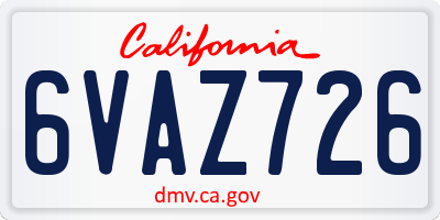 CA license plate 6VAZ726