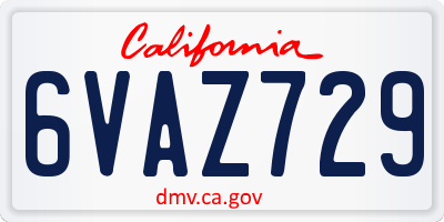 CA license plate 6VAZ729