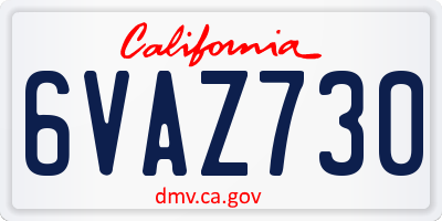 CA license plate 6VAZ730