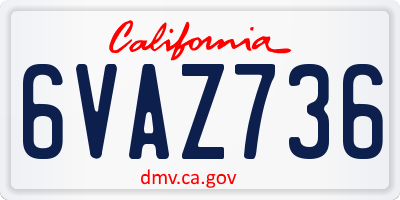 CA license plate 6VAZ736