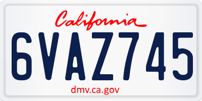 CA license plate 6VAZ745