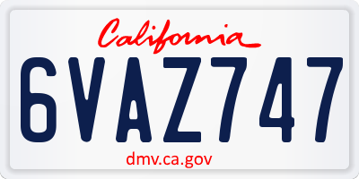 CA license plate 6VAZ747