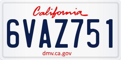 CA license plate 6VAZ751