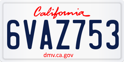 CA license plate 6VAZ753