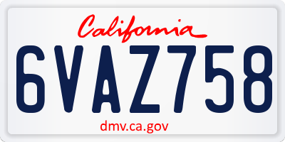 CA license plate 6VAZ758