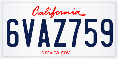 CA license plate 6VAZ759