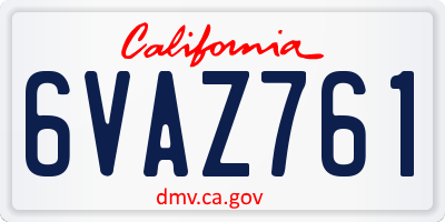 CA license plate 6VAZ761