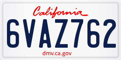CA license plate 6VAZ762