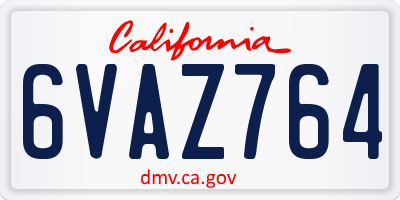 CA license plate 6VAZ764