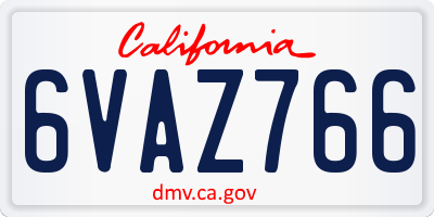 CA license plate 6VAZ766
