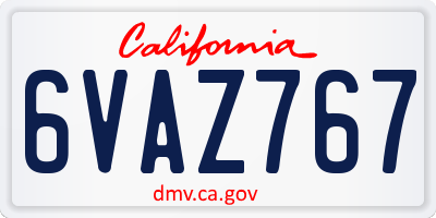 CA license plate 6VAZ767