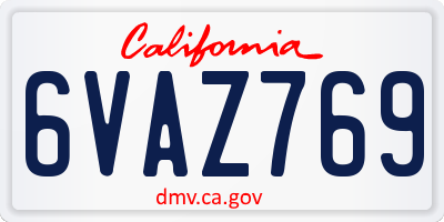 CA license plate 6VAZ769