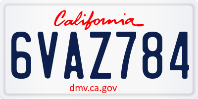 CA license plate 6VAZ784