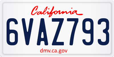 CA license plate 6VAZ793