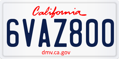CA license plate 6VAZ800