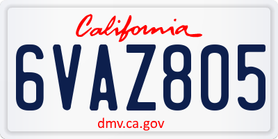 CA license plate 6VAZ805