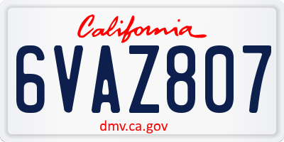 CA license plate 6VAZ807