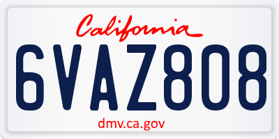 CA license plate 6VAZ808