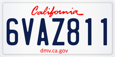 CA license plate 6VAZ811