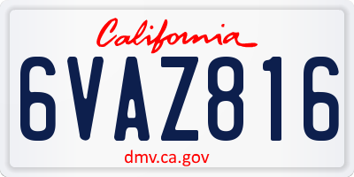 CA license plate 6VAZ816
