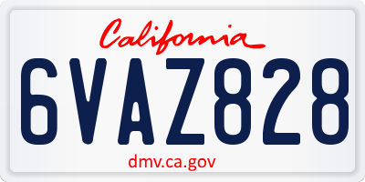CA license plate 6VAZ828