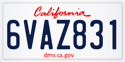 CA license plate 6VAZ831