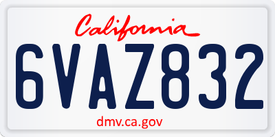 CA license plate 6VAZ832