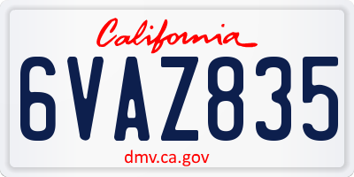 CA license plate 6VAZ835