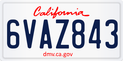 CA license plate 6VAZ843