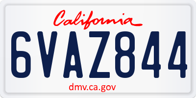 CA license plate 6VAZ844
