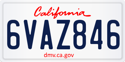 CA license plate 6VAZ846