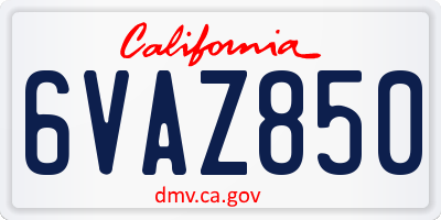 CA license plate 6VAZ850