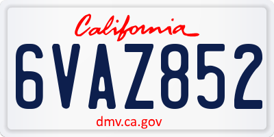 CA license plate 6VAZ852