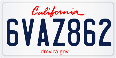 CA license plate 6VAZ862