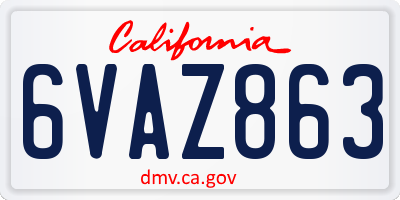 CA license plate 6VAZ863