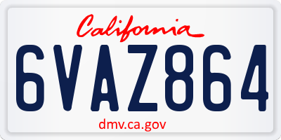 CA license plate 6VAZ864
