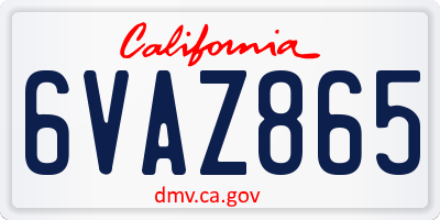 CA license plate 6VAZ865