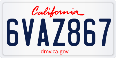CA license plate 6VAZ867