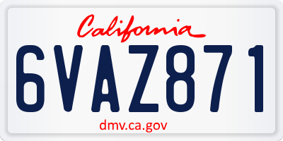 CA license plate 6VAZ871