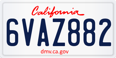 CA license plate 6VAZ882