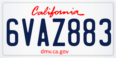 CA license plate 6VAZ883