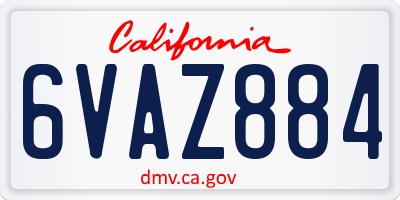 CA license plate 6VAZ884