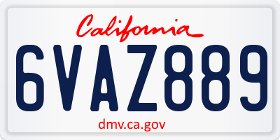 CA license plate 6VAZ889