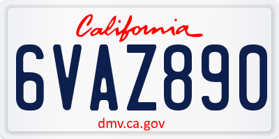 CA license plate 6VAZ890