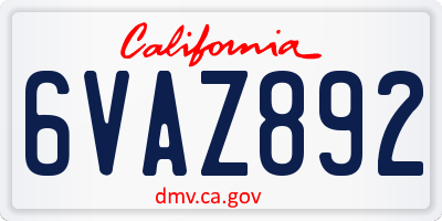 CA license plate 6VAZ892