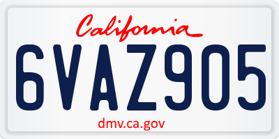 CA license plate 6VAZ905