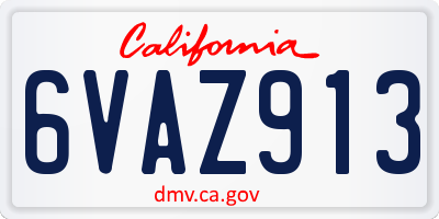 CA license plate 6VAZ913