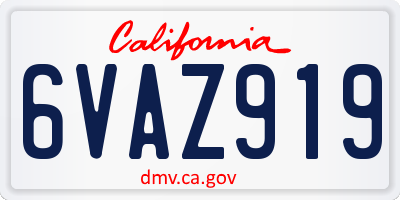 CA license plate 6VAZ919