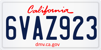 CA license plate 6VAZ923